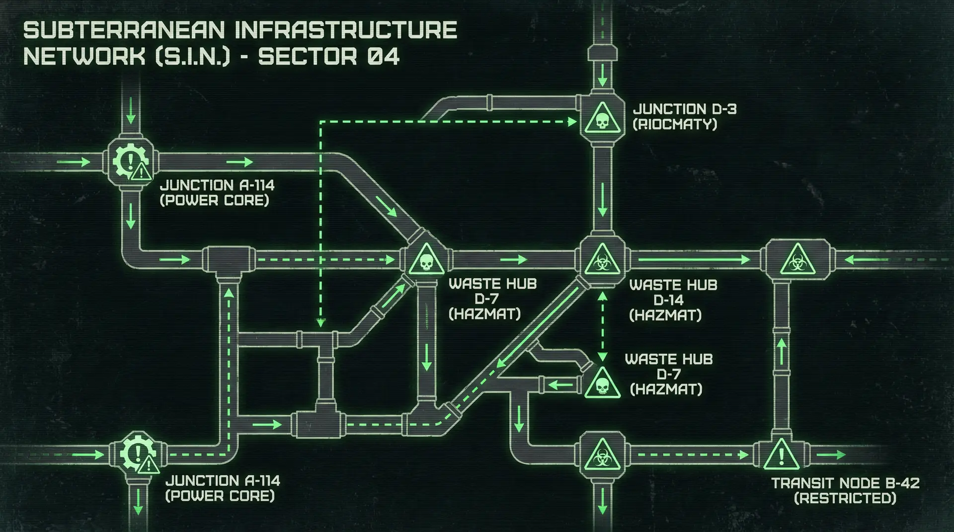 城市地下管网基础设施示意图 - 暗网禁区 - 节点标注